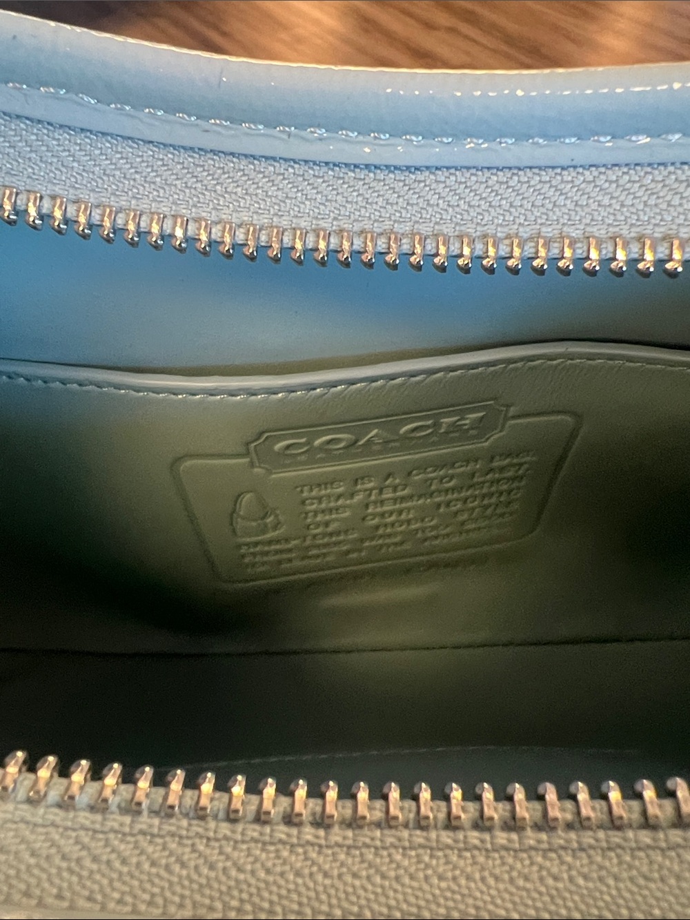 Coach Light Blue Patent Leather Shoulder Bag - Picture 5 of 6